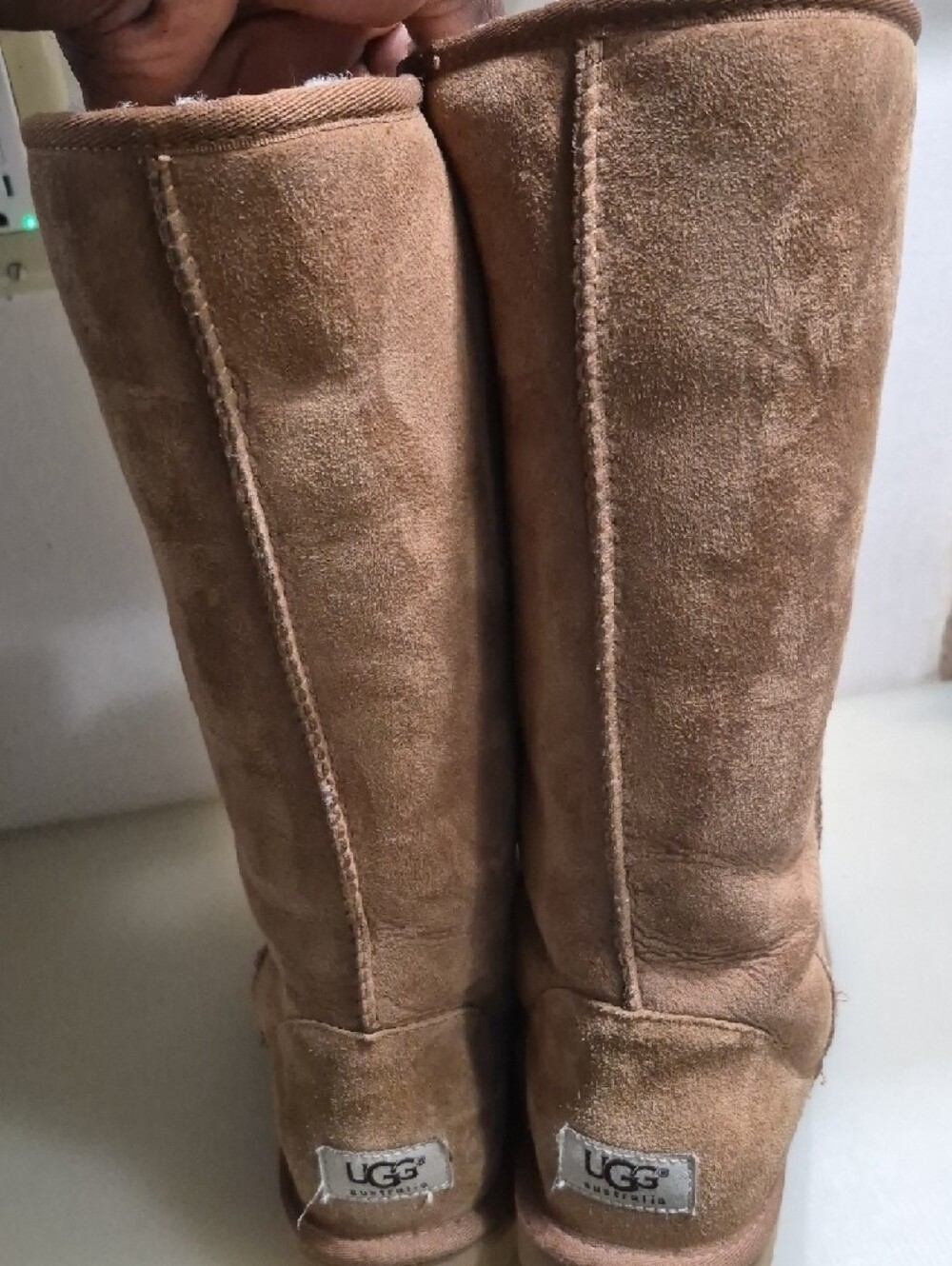 UGG Chestnut Tall Shearling Lined Suede Boots - Picture 9 of 10